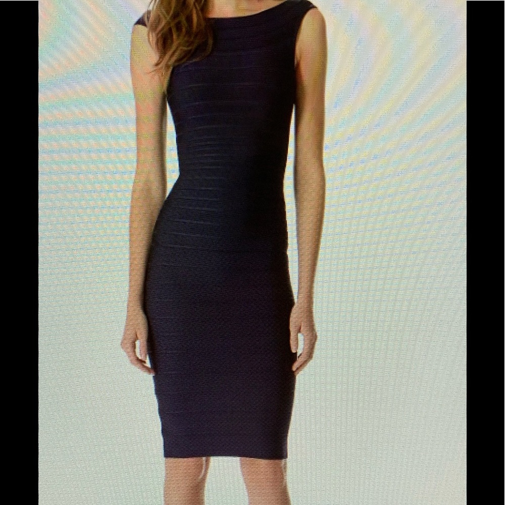 Herve Leger Navy Blue Bandage Dress